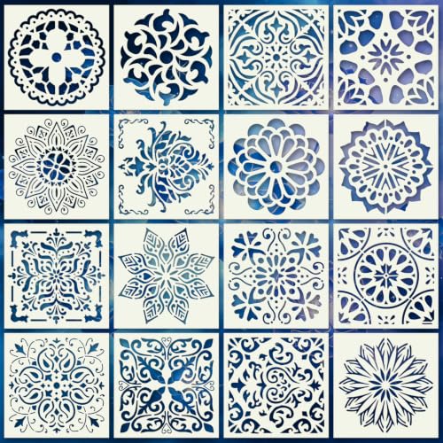 Mandala Stencils for Crafts Reusable 16Pcs Stencils(6X6 inch) - color: Mandala 3