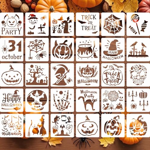 Halloween Painting Stencils, 30Pcs 12Inch Plastic Templates for Painting - size: 12 Inch Halloween Stencils