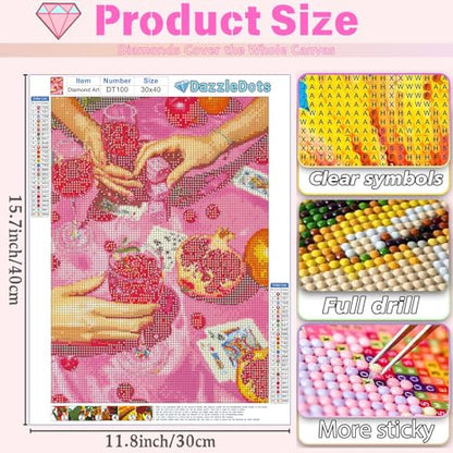 DAZZLEDOTS Pink Diamond Art Kits for Adults, Cherry Drink Diamond Painting - color: DT100