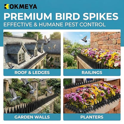 Bird Spikes,Black,6 Pack Bird deterrents for Outside,Keep Raccoon Squirrel Pigeon Away,Fence Spike for Garden Patio - color: BLACK