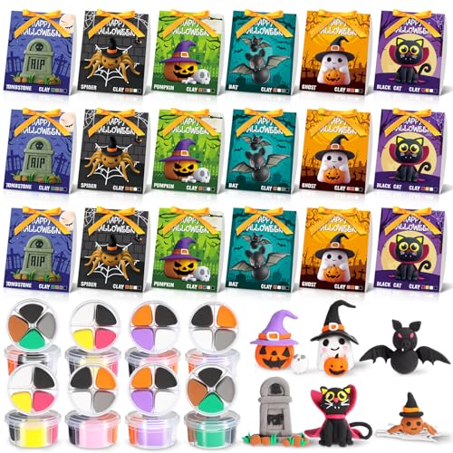 Capoda 18 Set Halloween DIY Craft Kit Halloween Air Dry Clay Kit - style: Halloween
