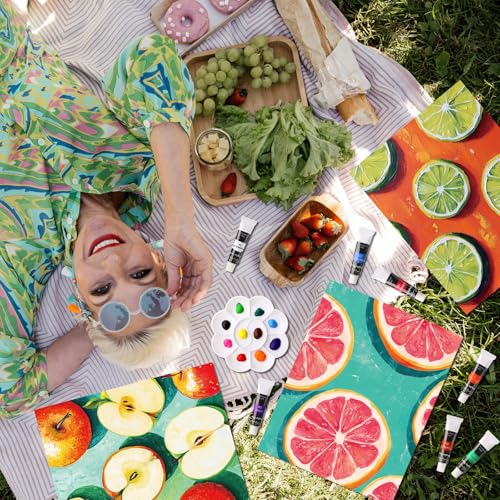 Cholemy 36 Pcs Paint and Sip Kit Gift for Adults 8''x10'',Colorful Fruits - style: Colorful Fruits