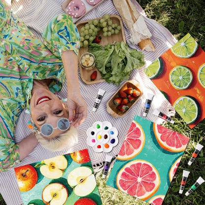 Cholemy 36 Pcs Paint and Sip Kit Gift for Adults 8''x10'',Colorful Fruits - style: Colorful Fruits