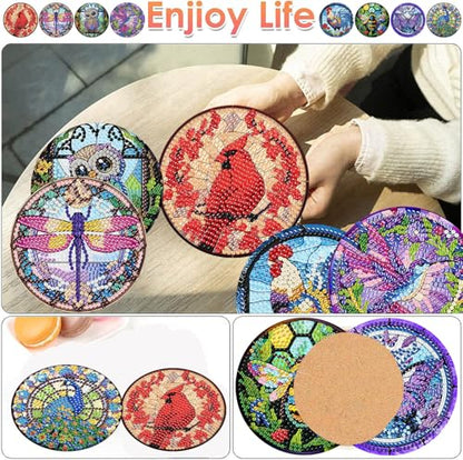 ijbnhd 8 Pack Diamond Art Coasters Kits Animals Diamond Painting Coasters - color: Animals-2