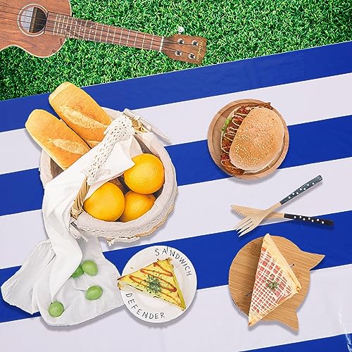 Kesfey Blue Striped Tablecloth Picnic Vertical Stripe Table Cover 3 Packs - color: Blue Vertical Striped