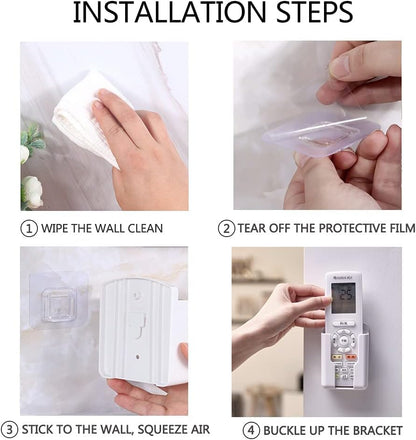 Universal Remote Control Holders Wall Mount AC Fan Media Player TV Controller Rack Stand, Self Adhesive Storage Box Case Organizer, Easy Manipulate Clicker for Home Office School White - color: white