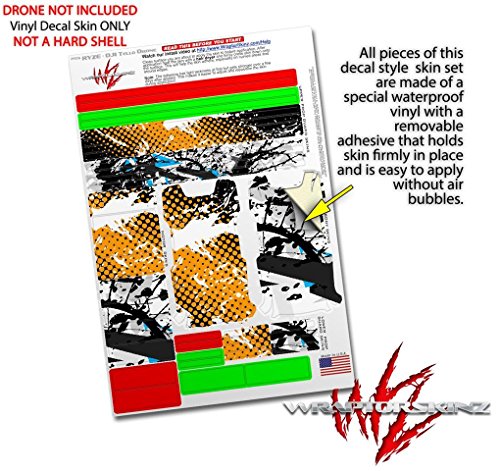 Skin Decal Wrap 2 Pack Compatible with DJI Ryze Tello Halftone Splatter White Orange Drone NOT Included