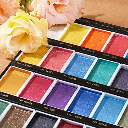 Paul Rubens Watercolor Paint Set, 36 Classical Glittery Colors Solid Paints - color: 36 glitter colors