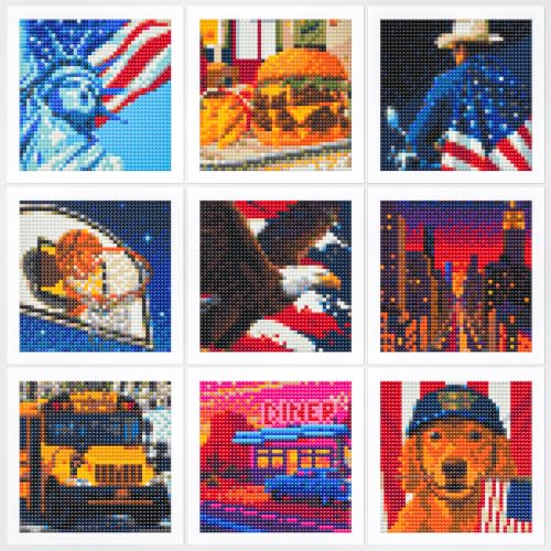 LuwoArte 9 Pack American Diamond Art Kits for Adults Beginners - color: USA