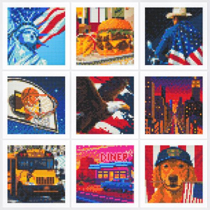 LuwoArte 9 Pack American Diamond Art Kits for Adults Beginners - color: USA