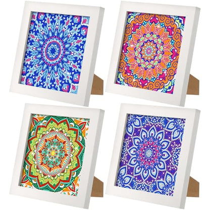 Geyoga 4 Pack Mandala Diamond Painting Kits with Frame for Adults, 7x7 Inch - style: Mandala