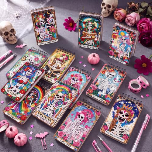 Fuyoooo 12 Pcs Skull Diamond Art Notebook Kits for Adults - style: Skull