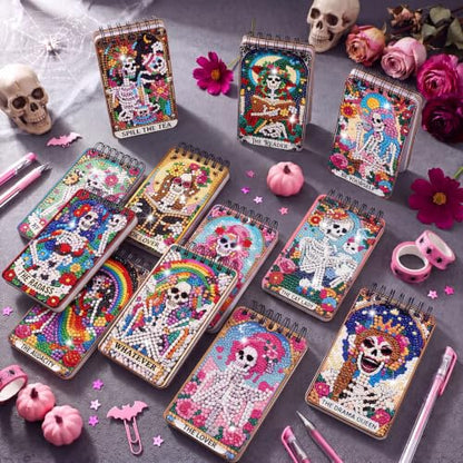 Fuyoooo 12 Pcs Skull Diamond Art Notebook Kits for Adults - style: Skull