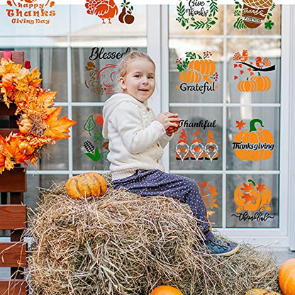 Gersoniel 20 Pcs Fall Thanksgiving Stencils Pumpkin for Crafts Reusable