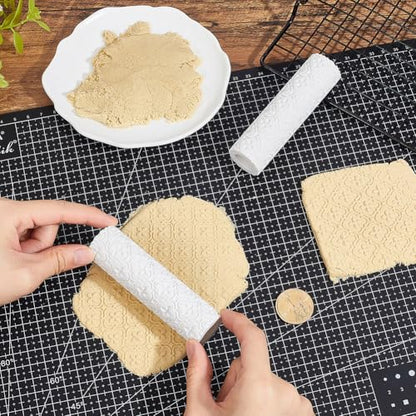 Flower Pattern Clay Texture Roller Plastic Column Pottery Tools Floral Texture Roller Stamps for Earrings Making Handmade Jewelry Crafting DIY Projects Home Accessories