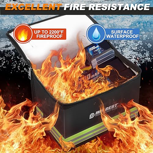 ImnBest Lipo Safe Bag Fireproof, Explosion-proof Bag, Large Capacity, Fireproof Safe, Lipo Battery Storage Box, Protective Safe Bag for Charging and Storing (Black+Grid Classification) - color: Black+Grid Classification