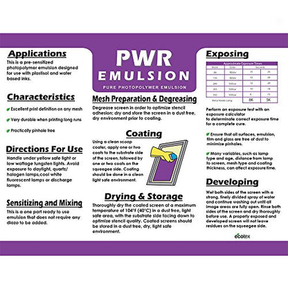 Ecotex® PWR Screen Printing Emulsion - Plastisol & Water Based Ink, 1 Qt - size: Quart - 32 oz.