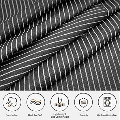 NLUS 2 Pack Kitchen Cooking Aprons, Adjustable Bib Soft Chef Apron with 2 Pockets for Men Women (Black Pinstripes) - color: Black Pinstripes
