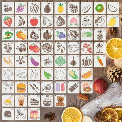 Fruit Stencils for Painting, 64 Pcs 3 Inch for Cards Rocks DIY Crafts - color: Fruit