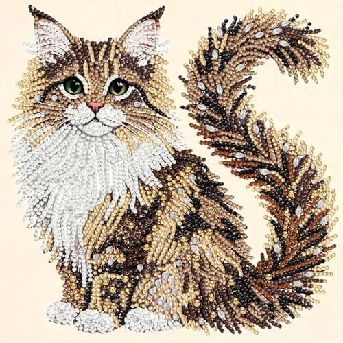 Cat Special Shape Diamond Art Kits For Adults Beginner,Diamond Dot Art Kits - color: YP102