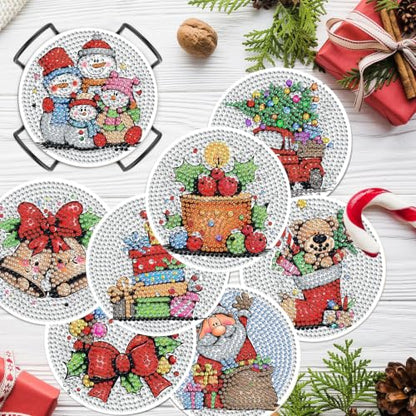 HHMATITS 8 Pcs Christmas Diamond Art Coasters, Diamond Painting Coasters - color: Christmas-2