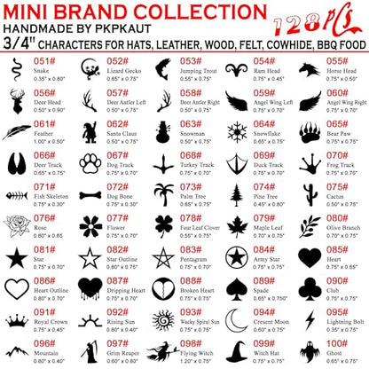 128Pcs 3/4" Custom Branding Iron for Wood, Leather Branding Stamp - size: 128PCS 3/4" Assorted Characters Full Set