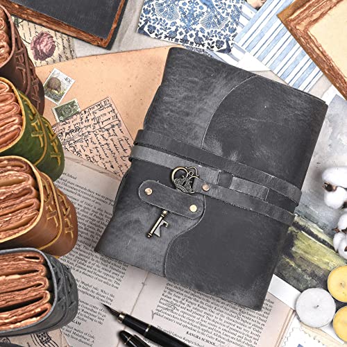 LEATHER VILLAGE Leather Notebook Key Lock, Slate Grey 8x6. - color: Grey, size: 8"X6"