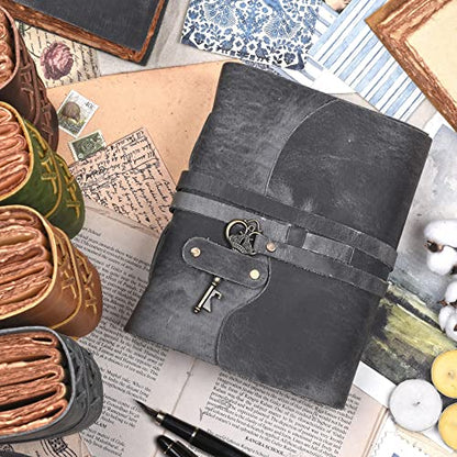 LEATHER VILLAGE Leather Notebook Key Lock, Slate Grey 8x6. - color: Grey, size: 8"X6"