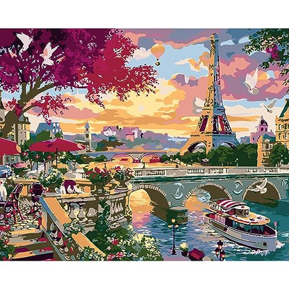 QUITEDEW Eiffel Tower Paint by Number Kit for Adults,16x20 Inch - color: A6-eiffel tower