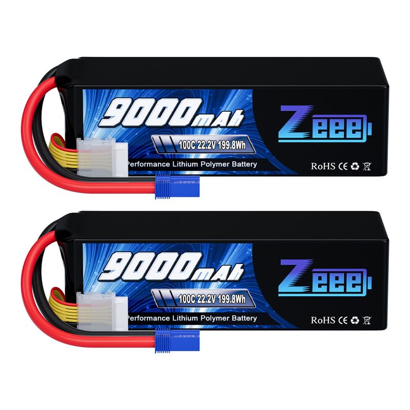 Zeee 6S Lipo Battery 9000mAh 22.2V 100C EC5 Connector (2 Pack)