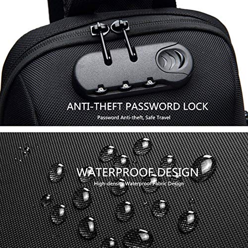 OZUKO Sling Backpack for Men - Anti-Theft Crossbody Bag, Waterproof with USB Charging Port - color: Blue