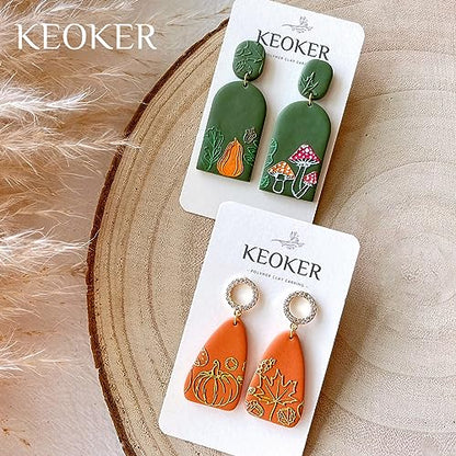Keoker Polymer Clay Texture mats, Clay Texture Mat for Making Earrings Jewerly, Polymer Clay Earrings Tools (Fall Texture Sheet 2) - color: Fall texture sheet 2