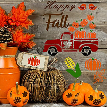 Gersoniel 20 Pcs Fall Thanksgiving Stencils Pumpkin for Crafts Reusable