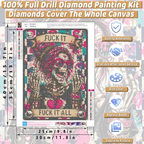Skull Diamond Art Kits for Adults Funny Diamond Painting Kit for Beginner - color: DP04821