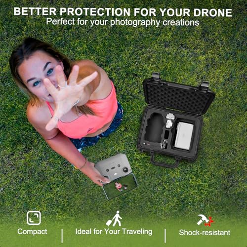 Lekufee Portable Travel Waterproof Hard Case for DJI Mini 4K/2 SE/2 and Other Accessories(CASE ONLY)