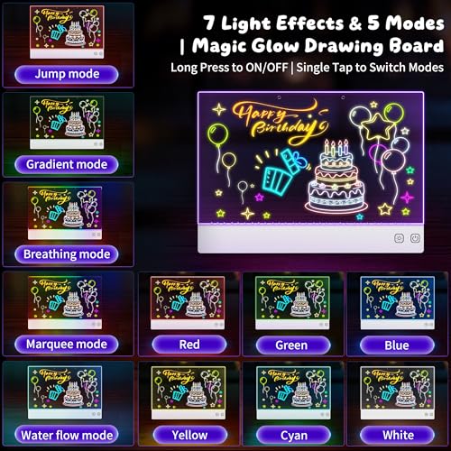 FlyLily 16" LED Drawing Board for Kids Rechargeable with 13 Light Effects - color: White