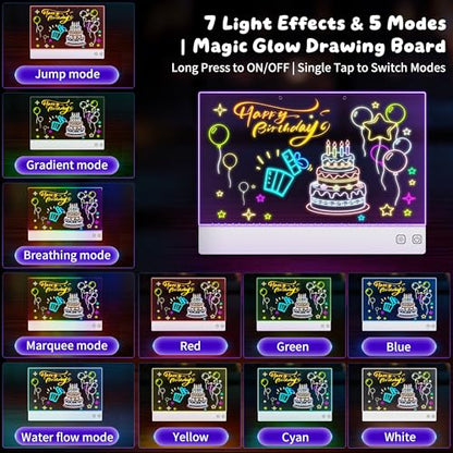 16" Rechargeable LED Drawing Board for Kids with 13 Light Effects 2‑Pack - color: Black&white
