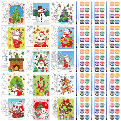 Sherr 15 Set 75 Pcs Christmas Pre Drawn Painting Canvas Kit for Adults - style: Christmas Style
