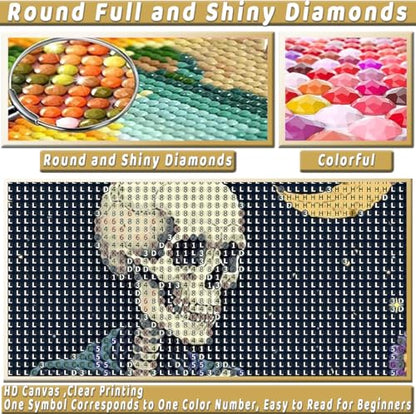 Skull Diamond Art Kits for Adults Funny Diamond Painting Kit for Beginner - color: DP03845