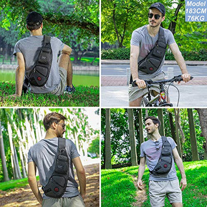 NICGID Sling Bag Chest Shoulder Backpack Crossbody Daypack for Men Women - color: Black-1