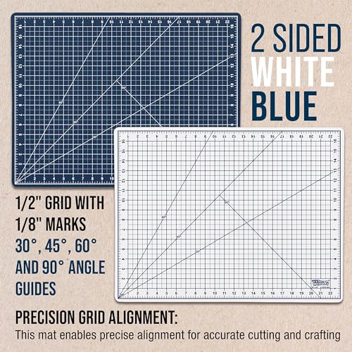 U.S. Art Supply 18"x24" Self-Healing Cutting Mat 6-Ply Pink/Blue - color: White/Blue