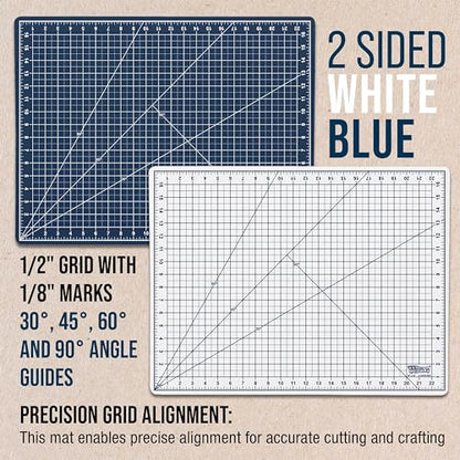 U.S. Art Supply 18"x24" Self-Healing Cutting Mat 6-Ply Pink/Blue - color: White/Blue