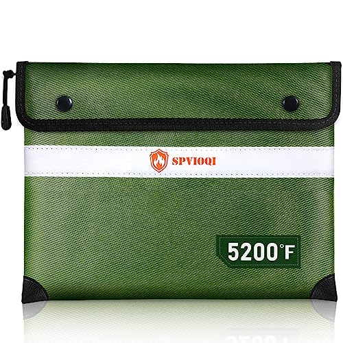 Upgraded Fireproof Document Bag 5200°F -Heat Insulated, Water Fire Proof Bag with Zipper, 8 Layers of Functional Materials, 14.2 X 11” Fire Proof Money Bags for Cash, Important Documents and Valuables - color: Green, size: 14.2" x 11"