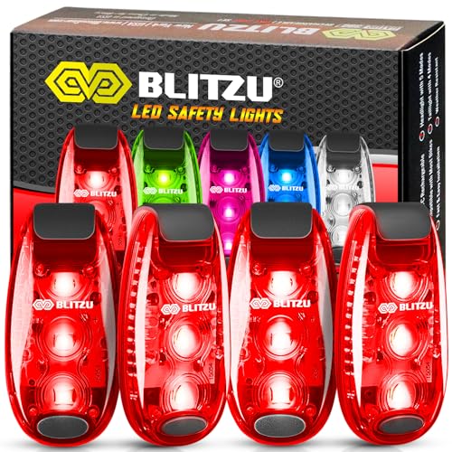LED Safety Lights 4 Pack, Clip On High Visibility Strobe Light for Walk Run - color: Red