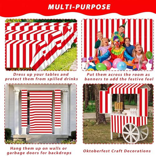 Oudain 54 Inch x 100 ft Red and White Striped Tablecloth Roll Cutter Box - style: Red and White