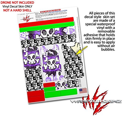Skin Decal Wrap 2 Pack Compatible with DJI Ryze Tello Cartoon Skull Purple Drone NOT Included
