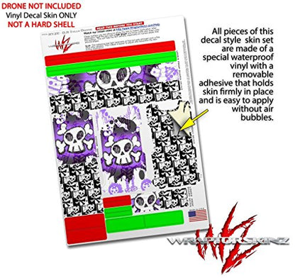 Skin Decal Wrap 2 Pack Compatible with DJI Ryze Tello Cartoon Skull Purple Drone NOT Included