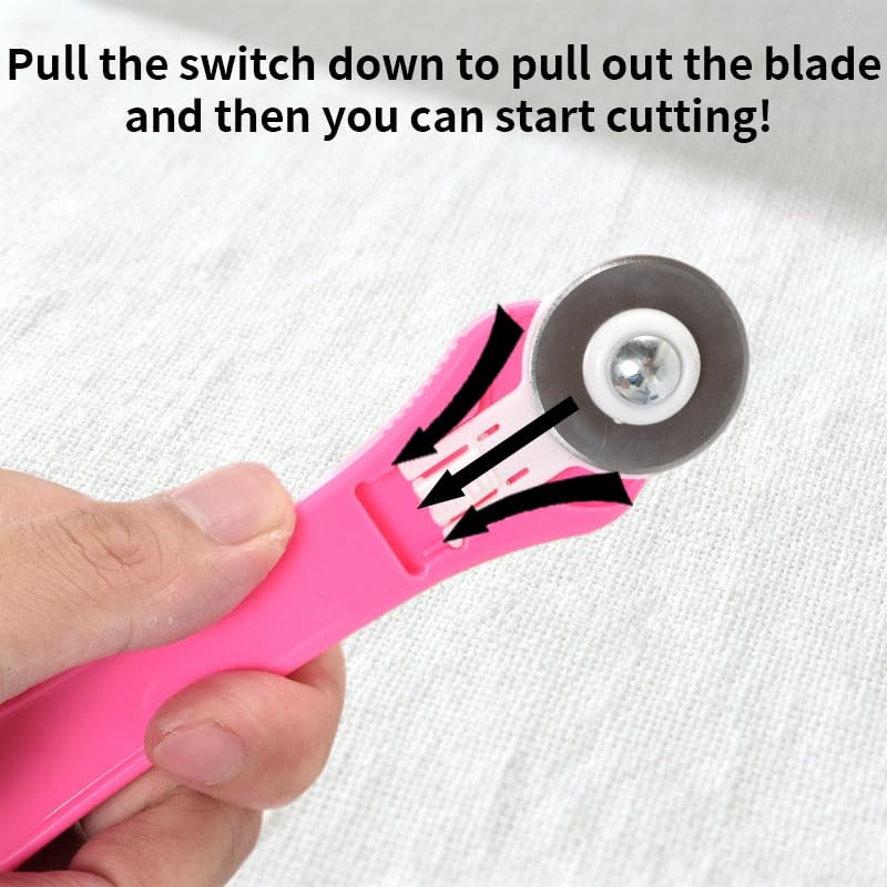 Rotary Cutter for Fabric, 45mm and 28mm Rotary Cutters Kit with 10 Blades - color: Pink