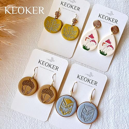 Keoker Polymer Clay Texture Sheets, Clay Texture Mat for Making Earrings Jewerly, Polymer Clay Earrings Tools (Fall Texture Sheet 3) - color: Fall texture sheet 3