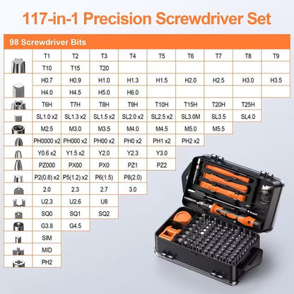 117-in-1 Precision Screwdriver Set, Men's Tool Gift, Mini Repair Tool Kit with Torx Bits, for Computer, MacBook, Laptop, PC, RC, PS5, iPhone, Electronics, XBOX, Glasses